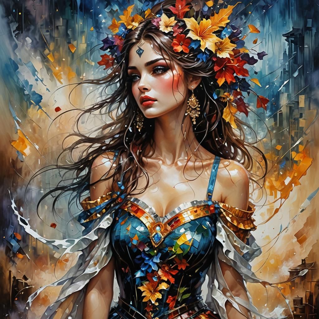 Colorful Fine Art Portrait in Leonid Afremov Style