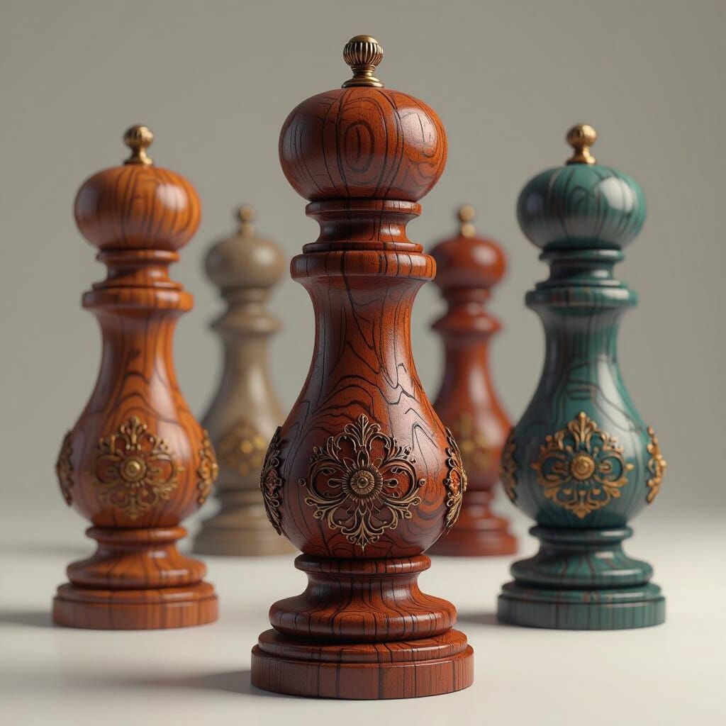 Artistic Woodturned Pepper Mills in Fantasy Palette