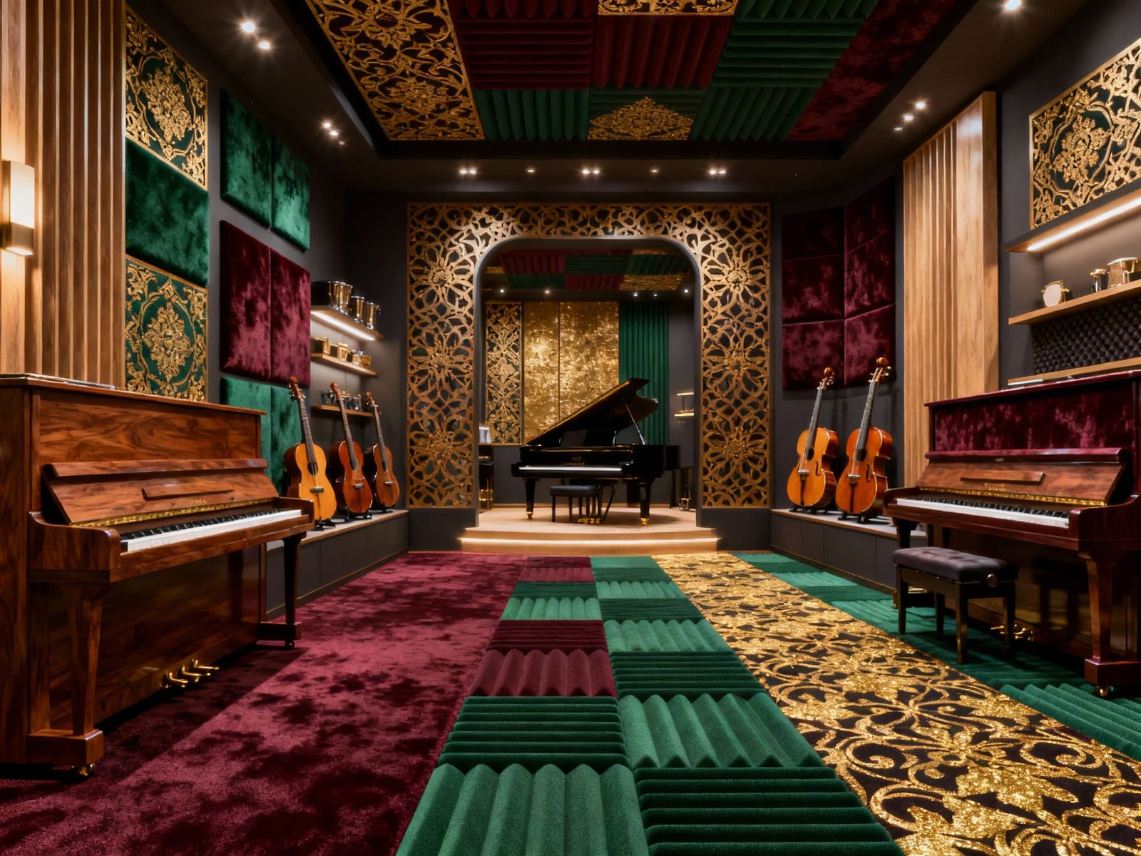 Luxury Music Store Interior with Soundproof Decorative Floor