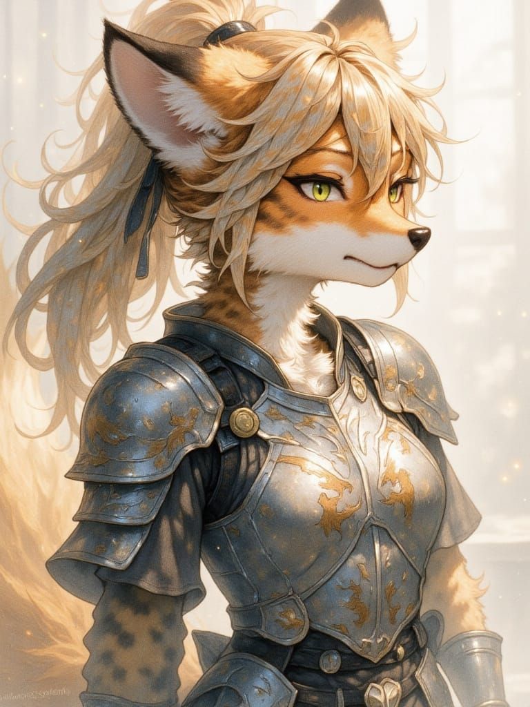Anthropomorphic Fox Knight in Digital Art Style