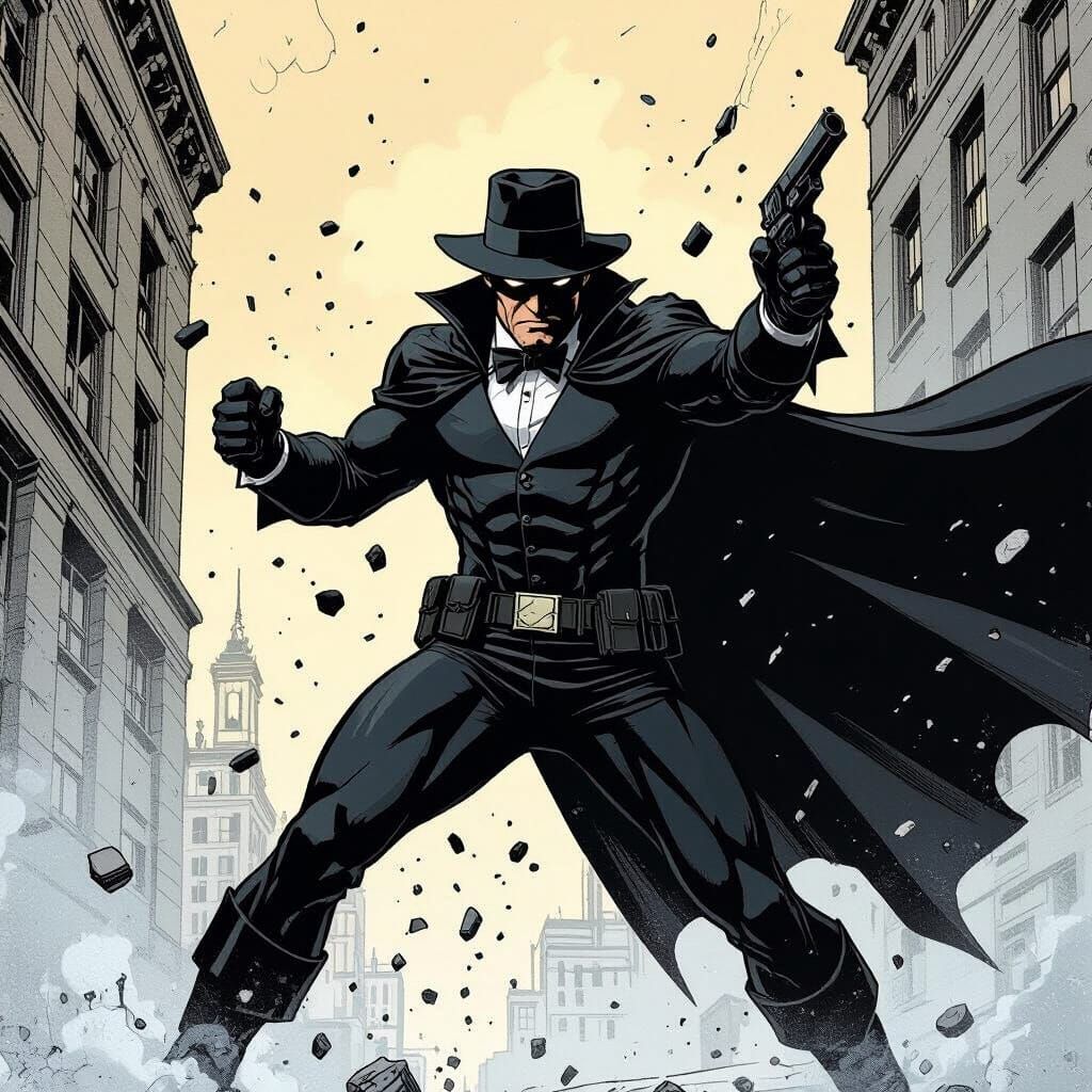 Film Noir Pharmacist Fighting Crime in Black Costume