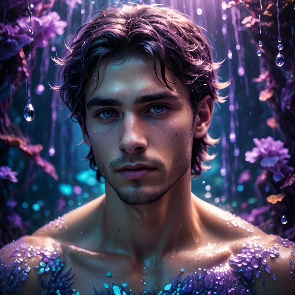 Ethereal Man in Underwater Realm: Fantasy Concept Art