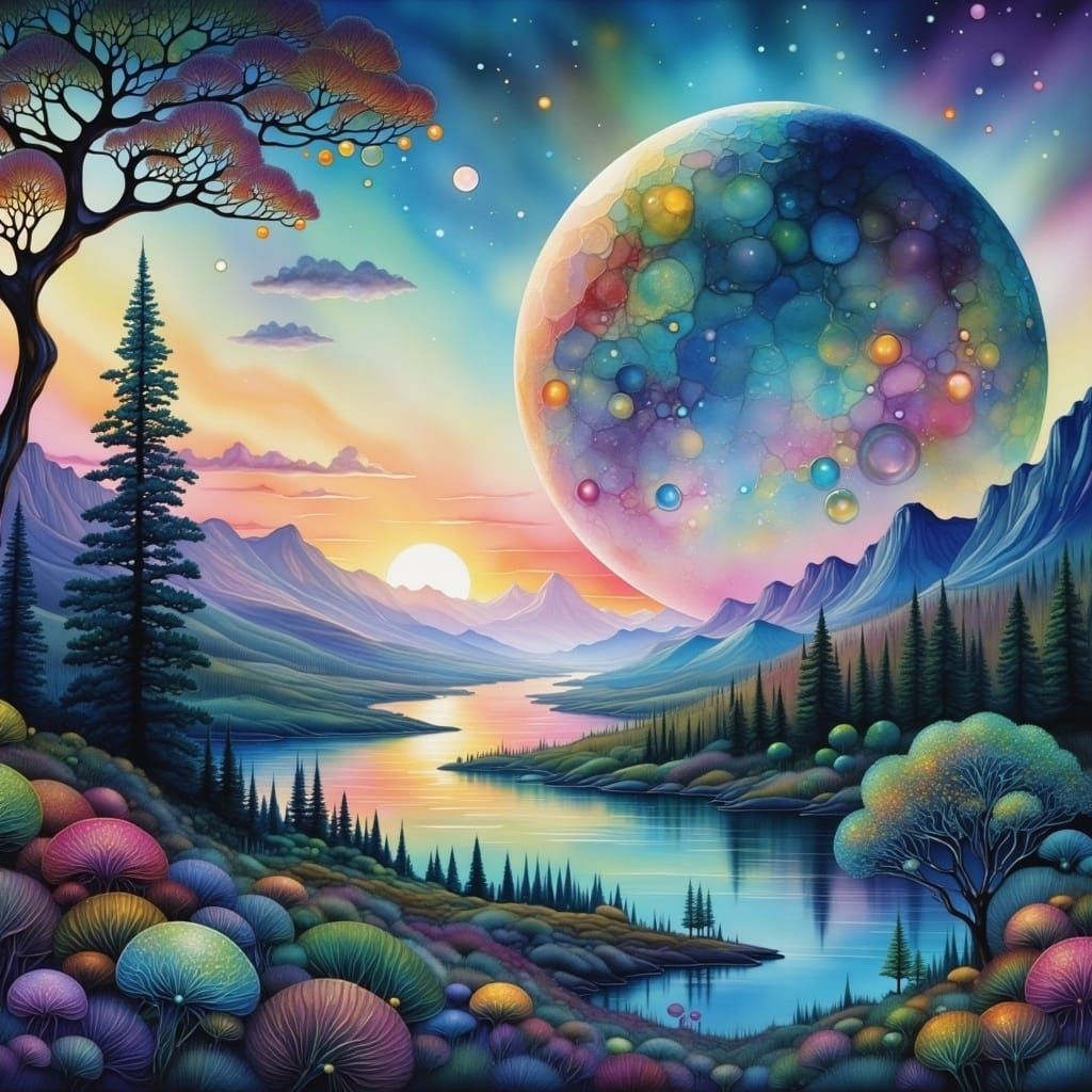 Lush Planet at Sunset Inspired by Rothko and Beksiński