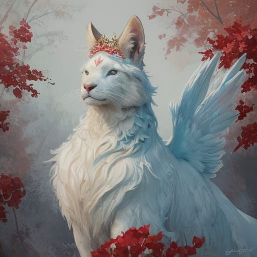 Elegant Fantasy Creature in Impressionistic Landscape