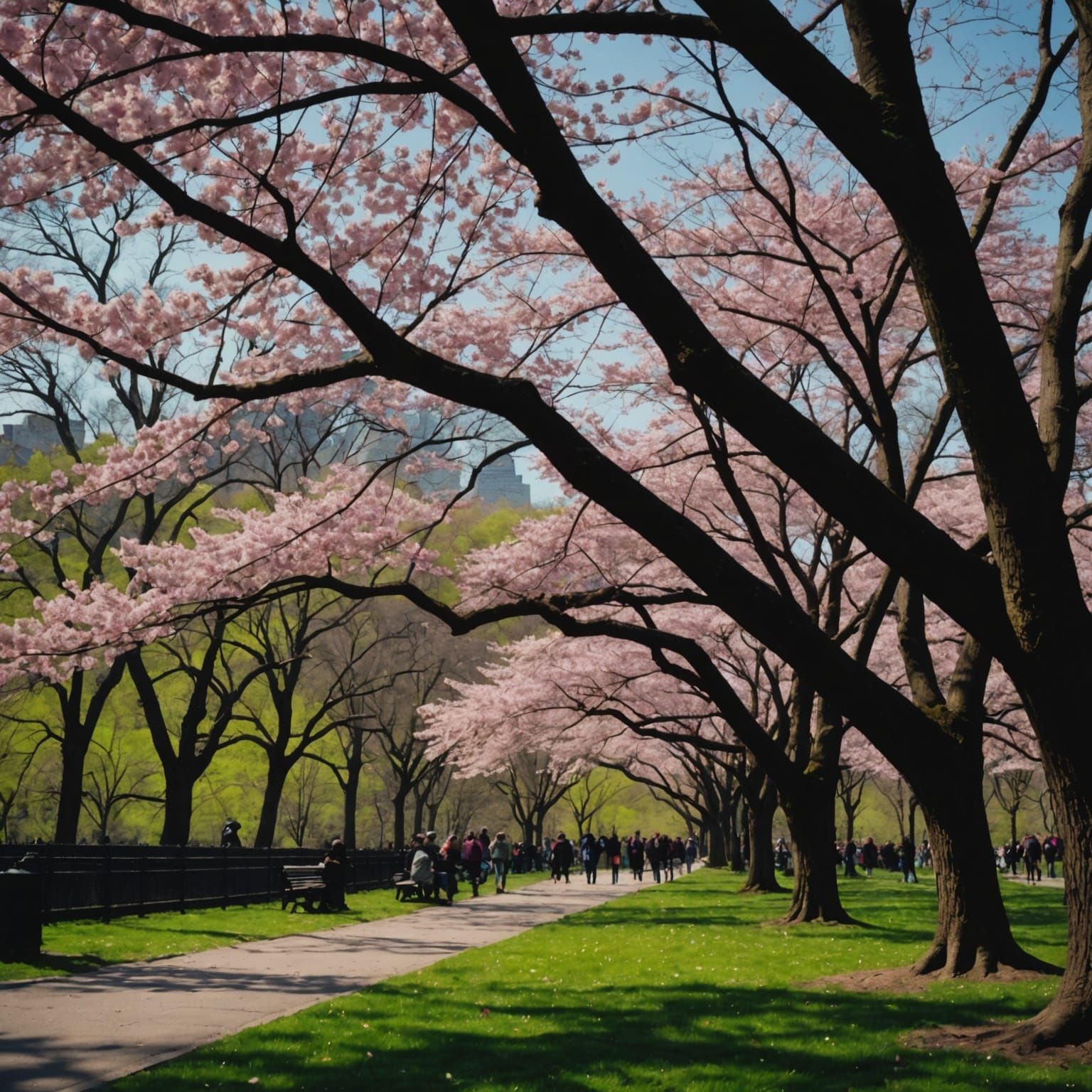 Spring Cherry Blossoms in Central Park, Realism