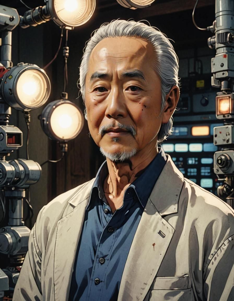 Mr. Miyagi in Robot Stories: Cel-Shaded Anime