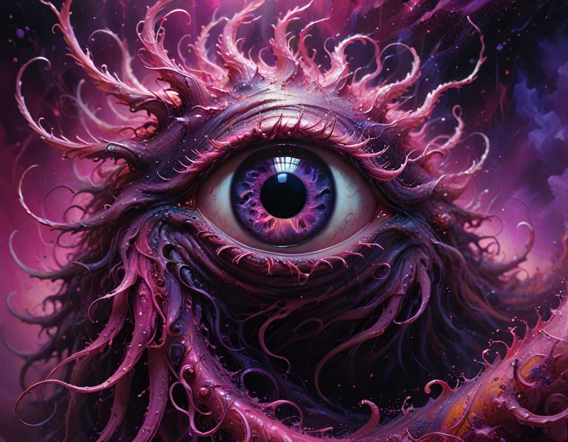 Eerie Surrealist Creature Emerges From Pink Void