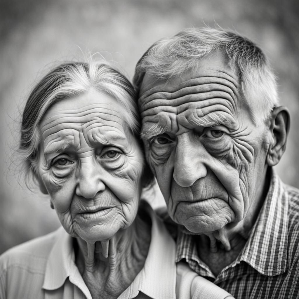 Monochrome Portrait of an Old Couple