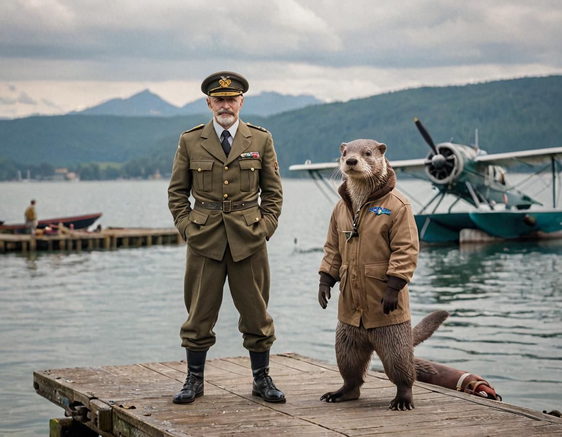 Otter Pilot and Seaplane on Lake Jetty