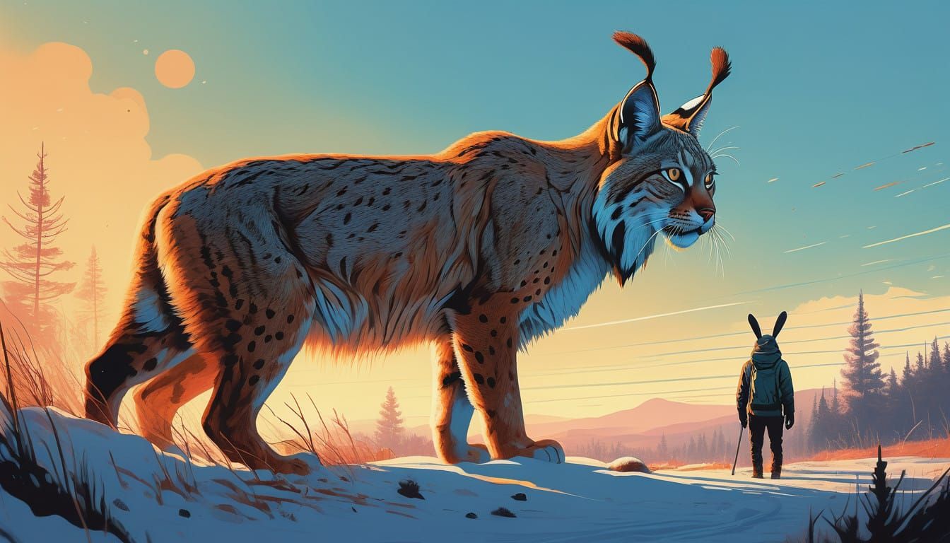 Lynx-Hare Hybrid in Hyperrealistic Mid-Shot