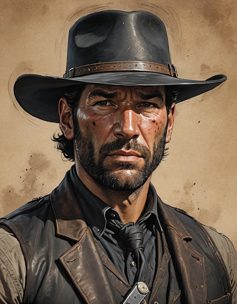 Old West Hero Portrait in Moebius Style