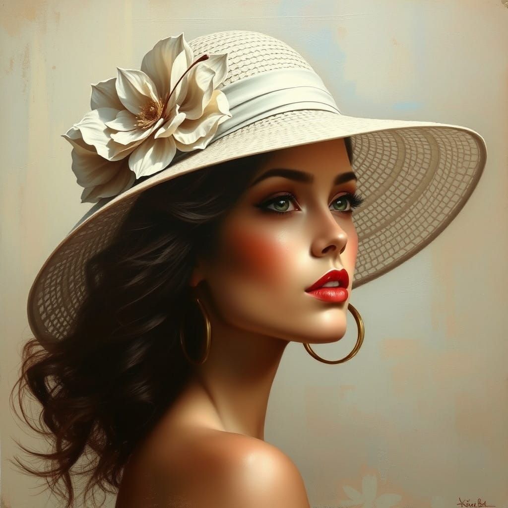 Elegant Woman in Exquisite Headwear