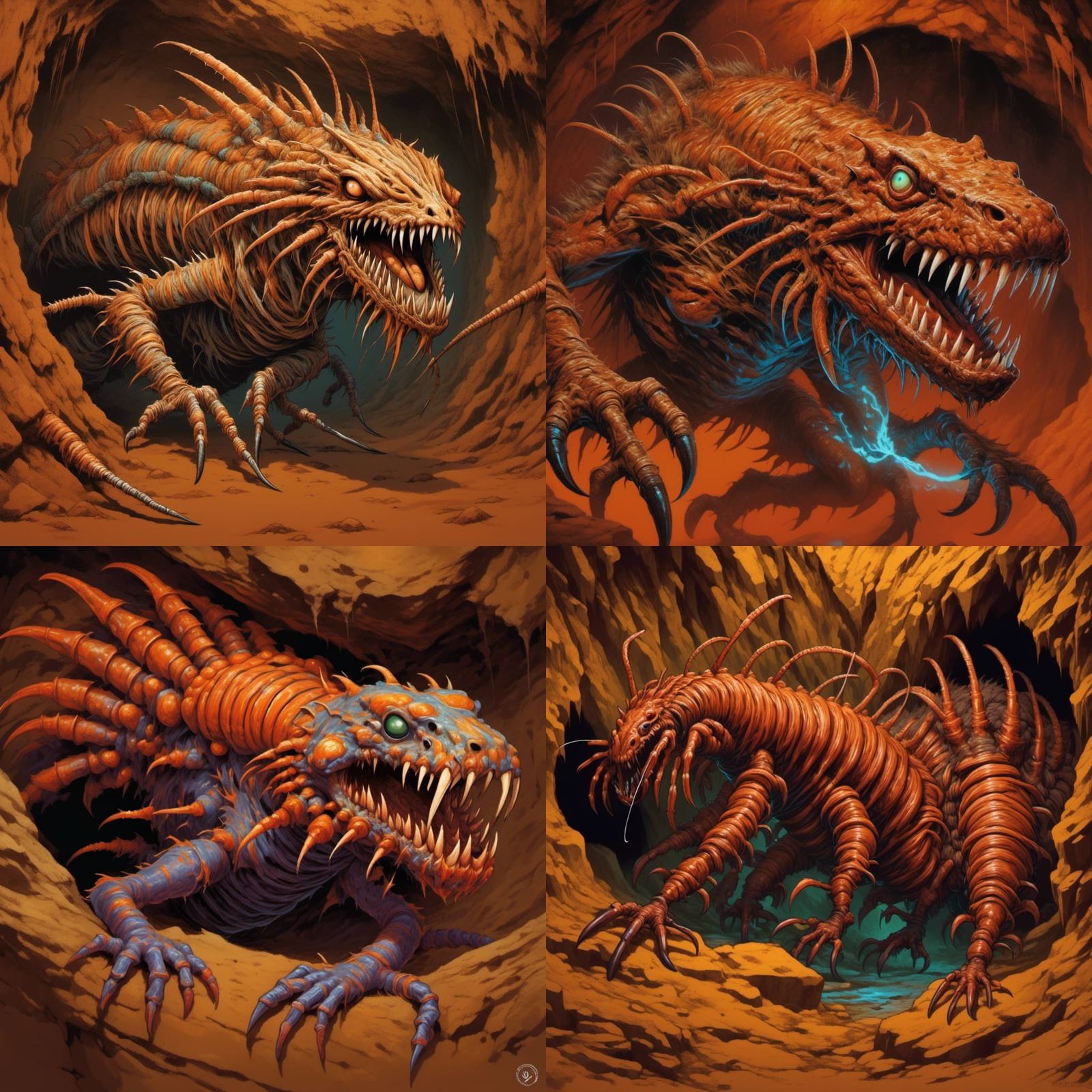 Centipede-Rodent Monster Emerges from Dark Cave