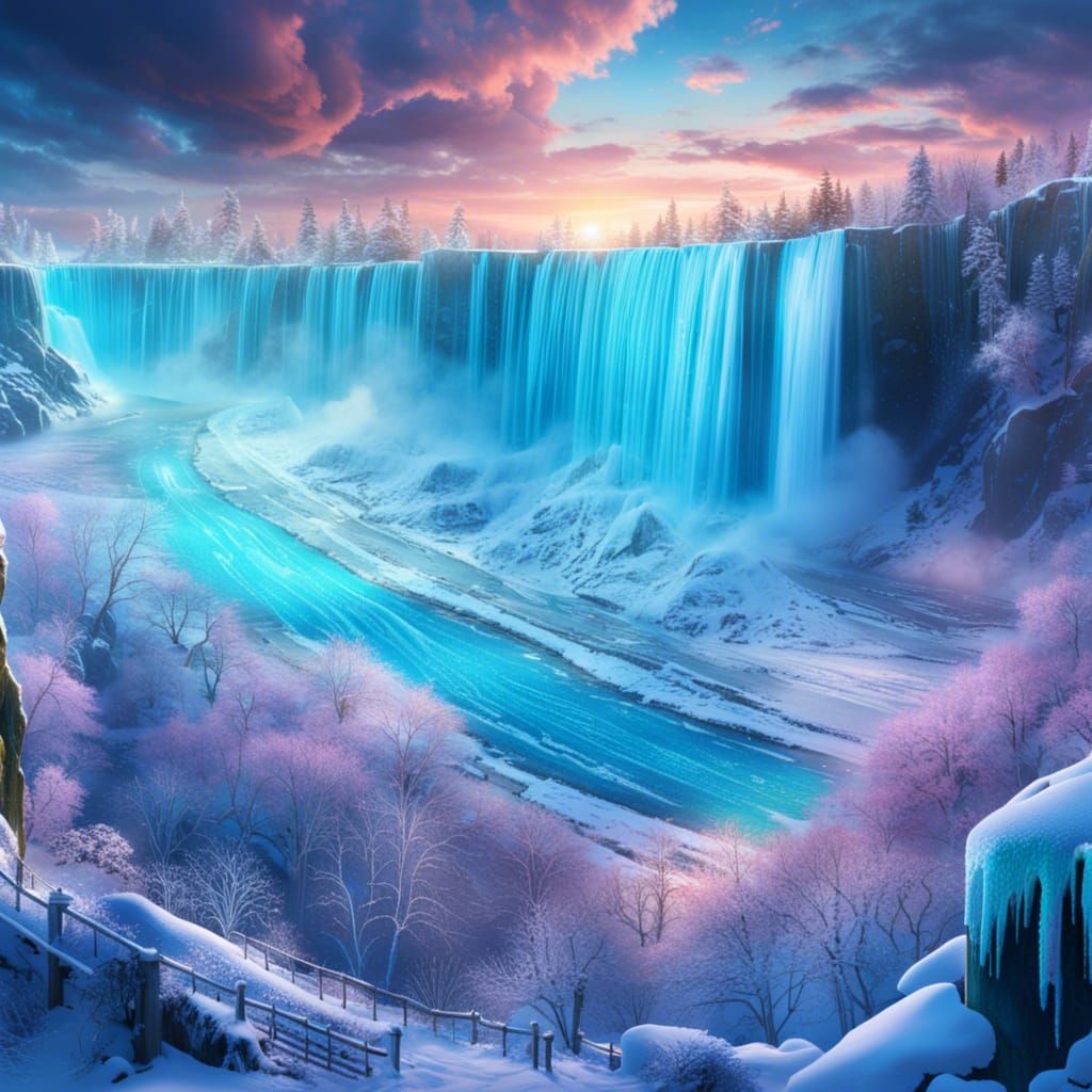 Frozen Niagara Falls: Epic Digital Matte Painting