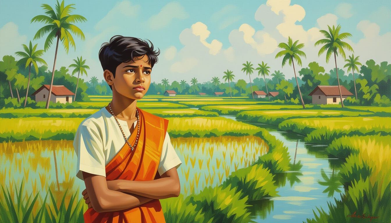 Bengali Boy's Transformation in a Vibrant Village Scene