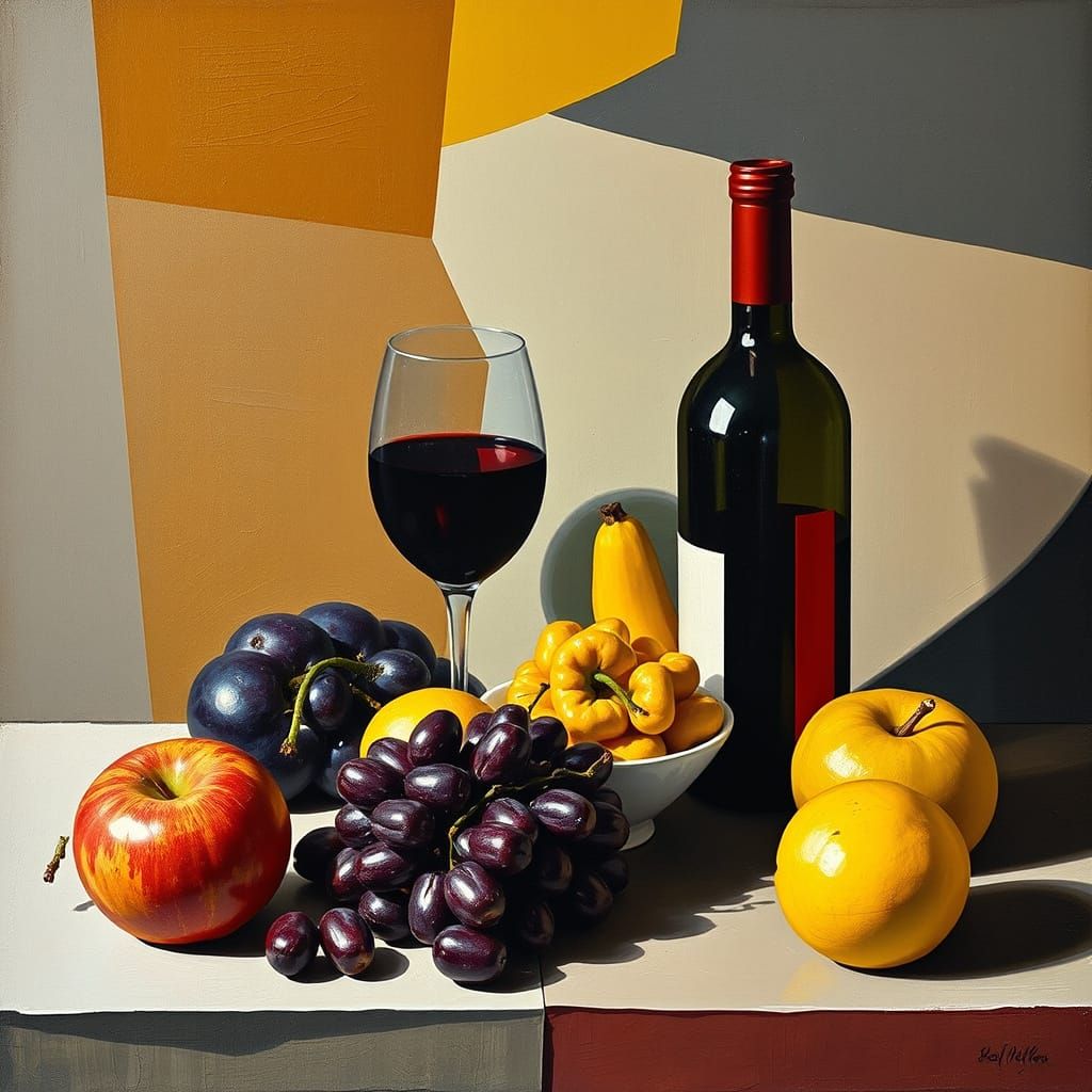 Cubist Still Life in Vibrant Colors