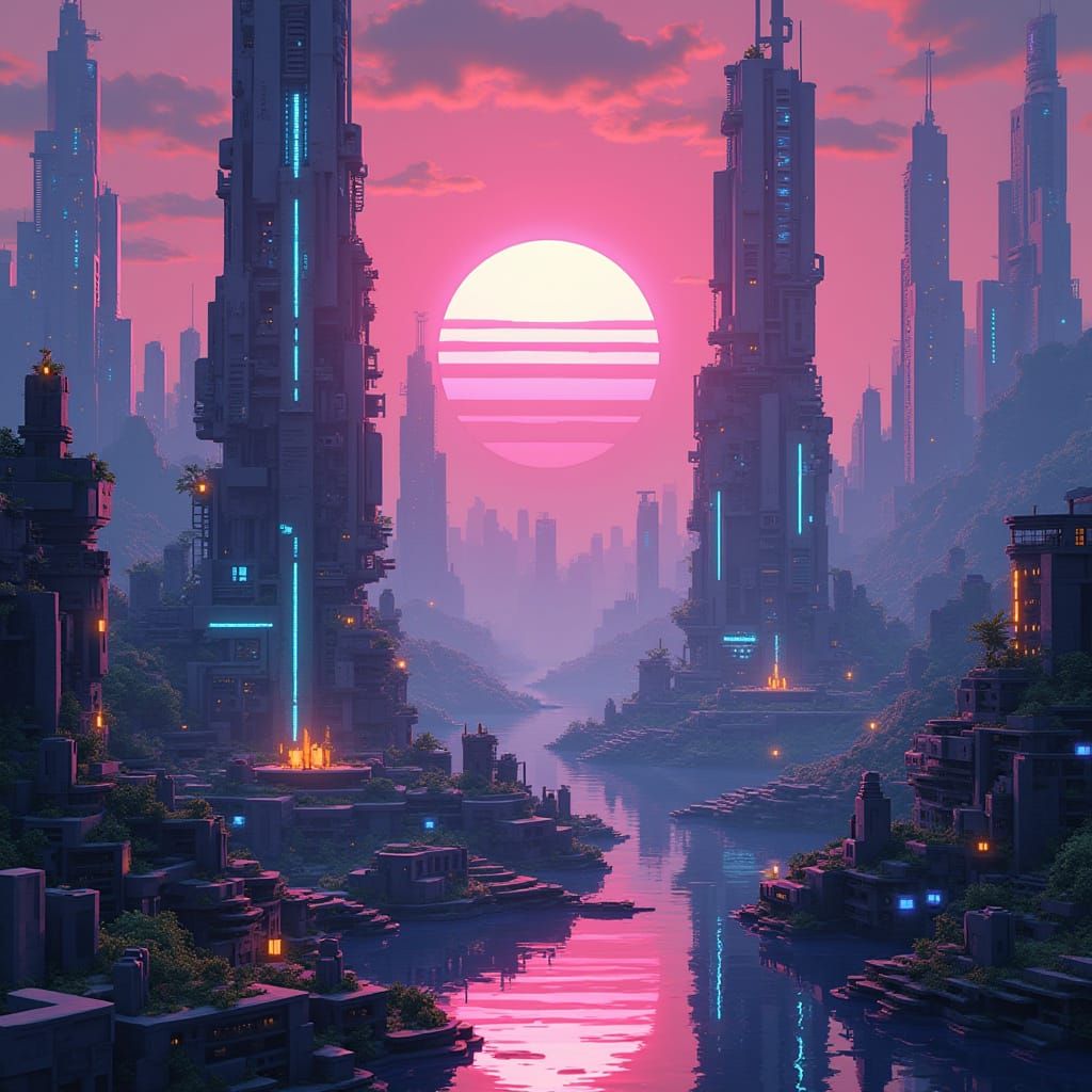 Cyberpunk Minecraft Metropolis of the Year 3000