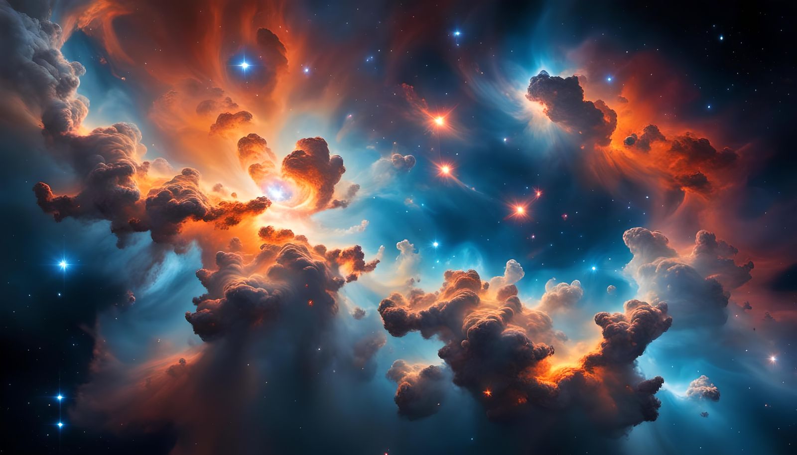 Spectacular Galactic Nebula with Colorful Gas Clouds