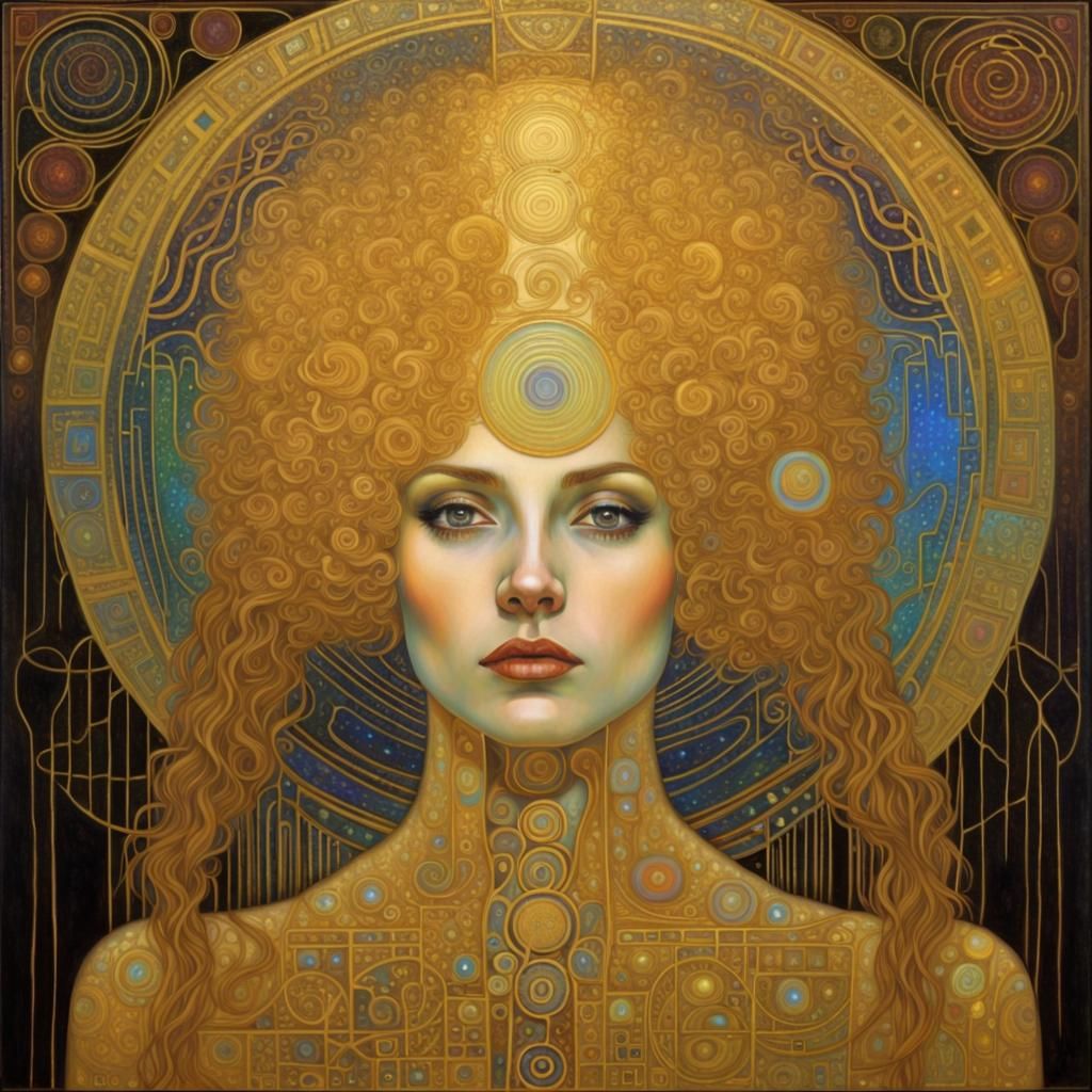 Golden Holographic Encephalopathy in Art Nouveau Style