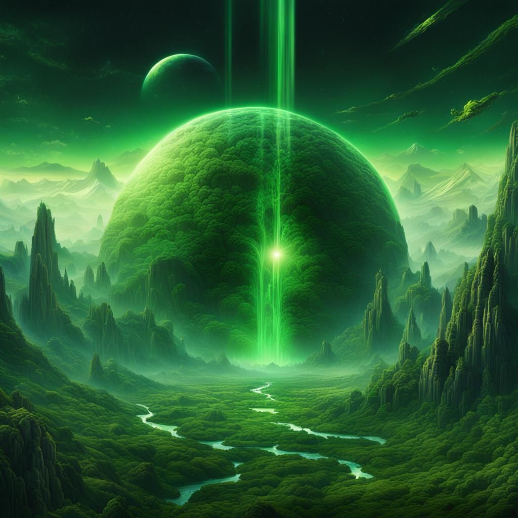 Vertical Green Tear in Space-Time: Digital Matte Painting