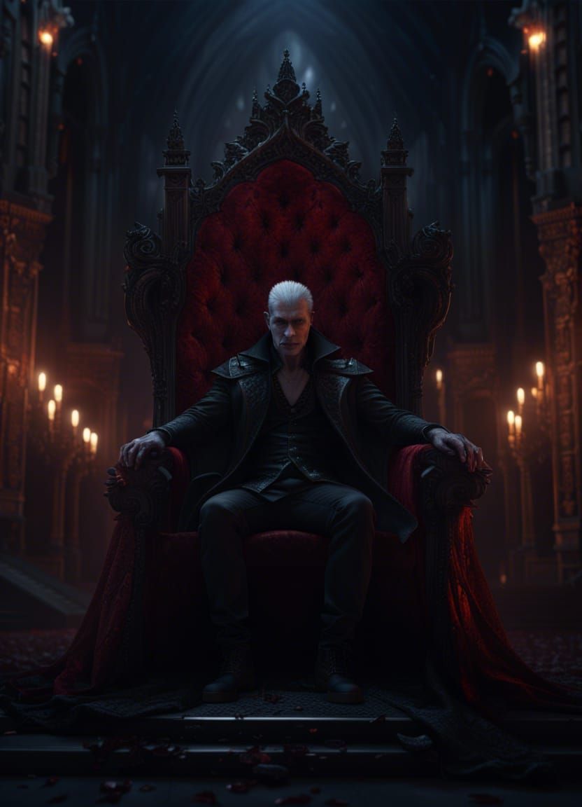 Vampire on a Throne: Hyperdetailed Concept Art