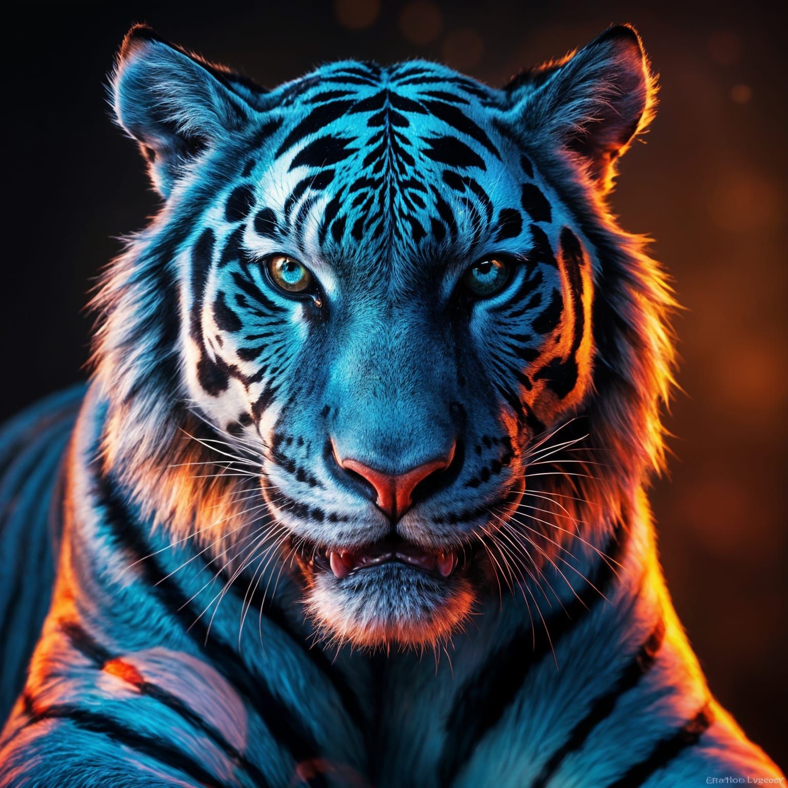Hyperdetailed Blue Tiger Portrait in 8K Resolution