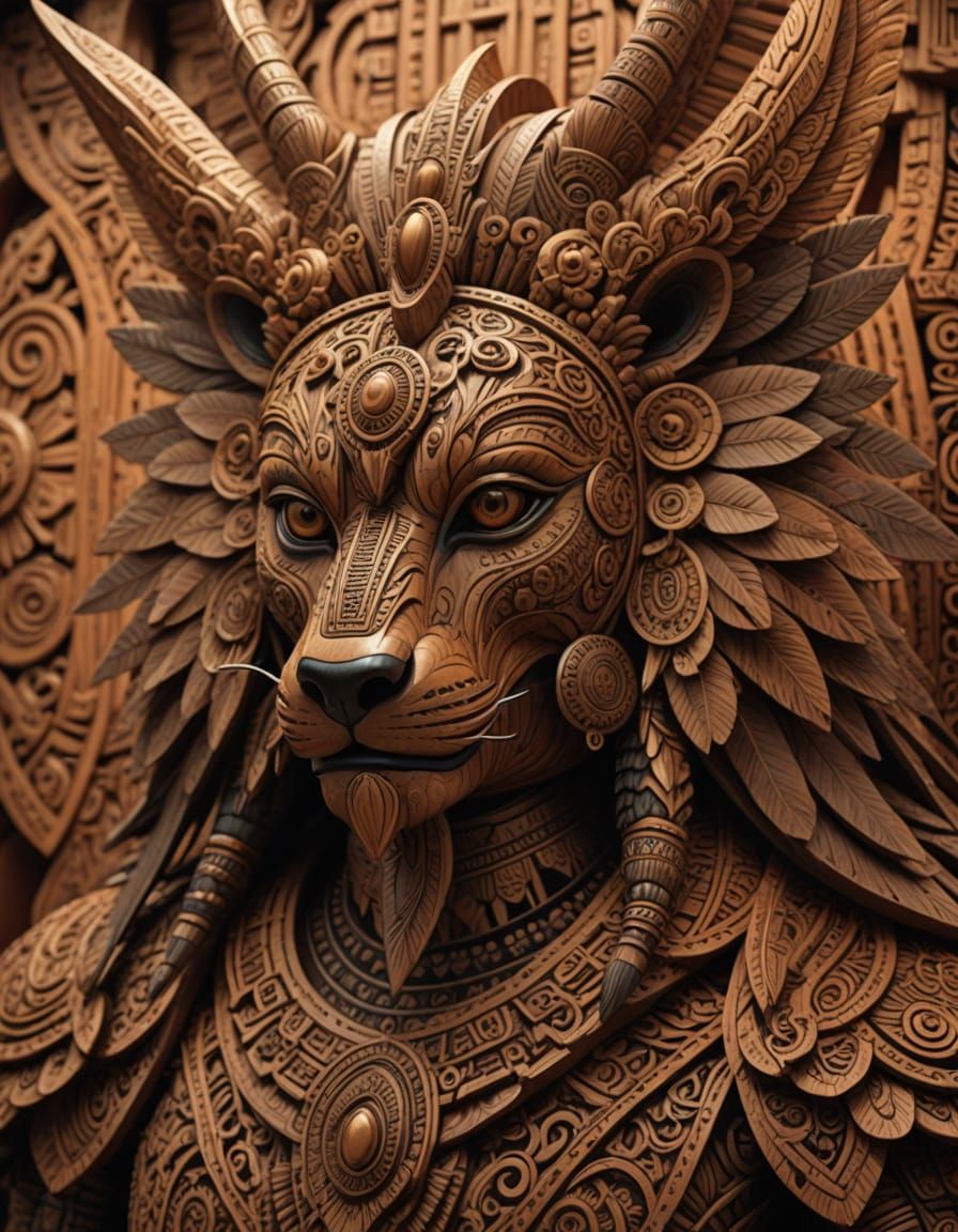 Mystical Creature Carved in Intricate Comic Style