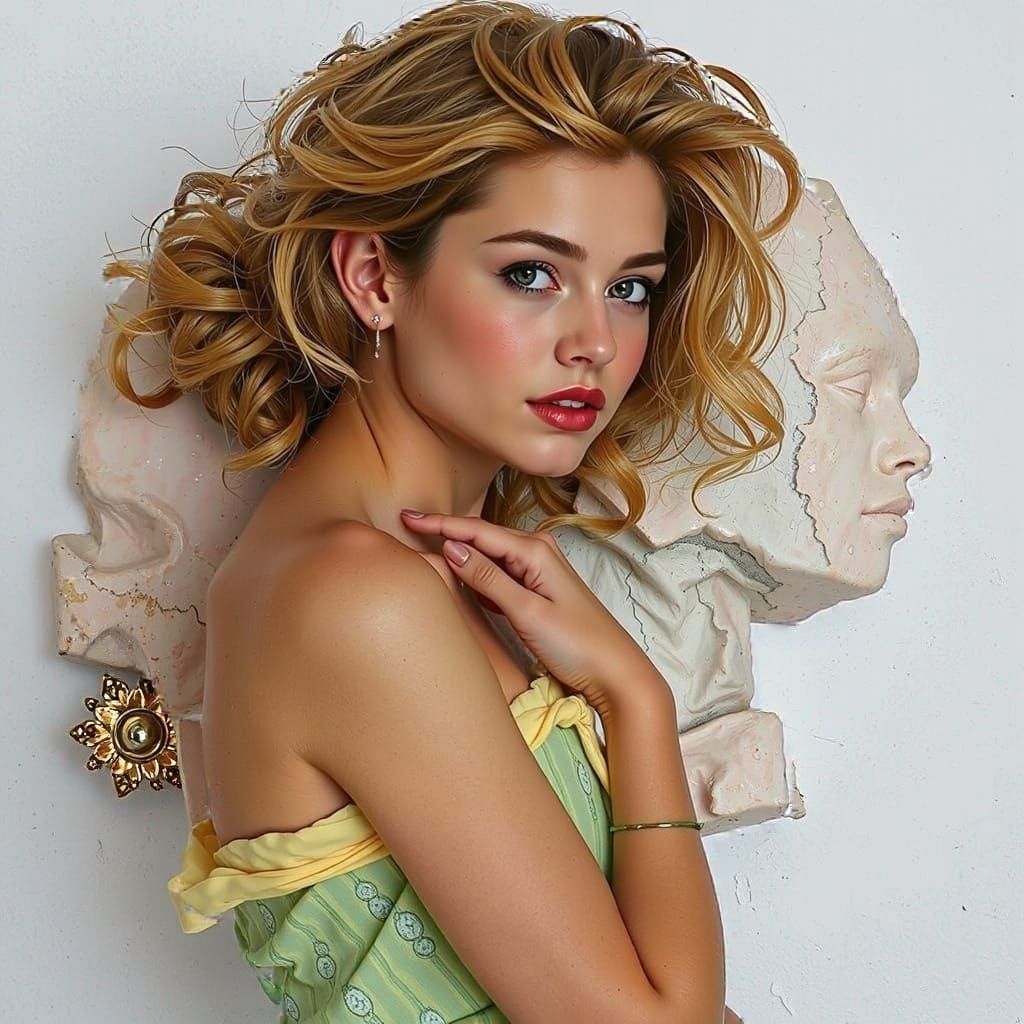 Hyperrealistic Sculpture of Reflected Glory in Vivid Colors