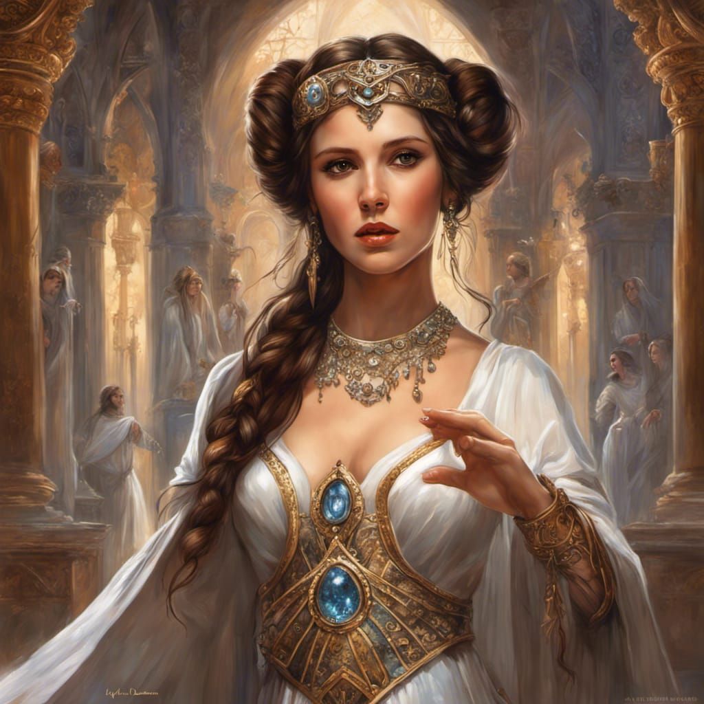 Medieval Princess Leia as Symbolist Painting