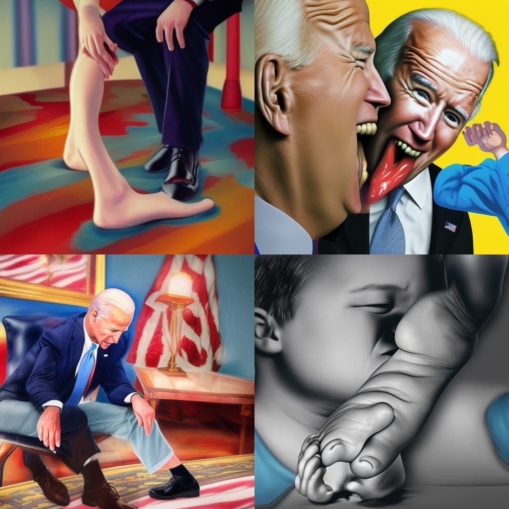 Hyperrealistic Joe Biden Licking Feet: Splash Art