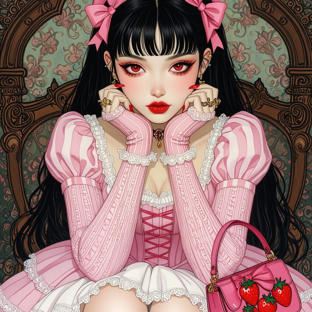 Kawaii Vampire Girl in Gothic Lolita Style