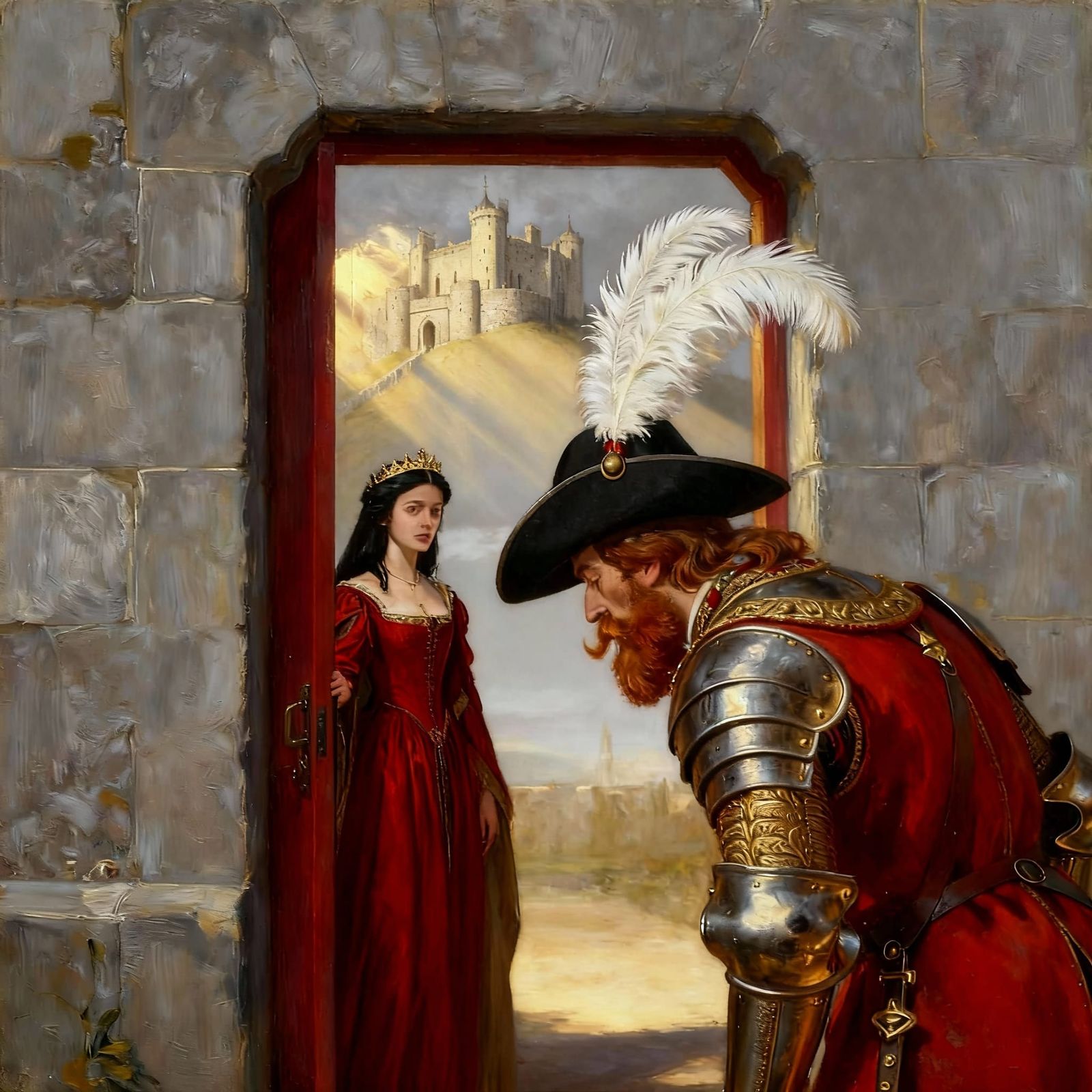 Soldier Pays Homage to Queen in Red Dress