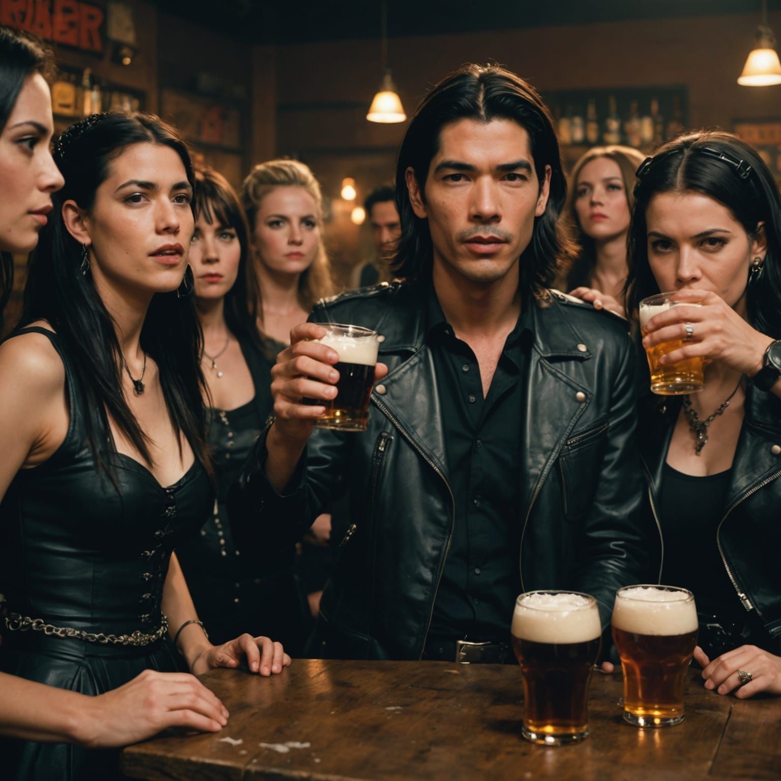 James Duval with Goth Girls: Cinematic Film Still