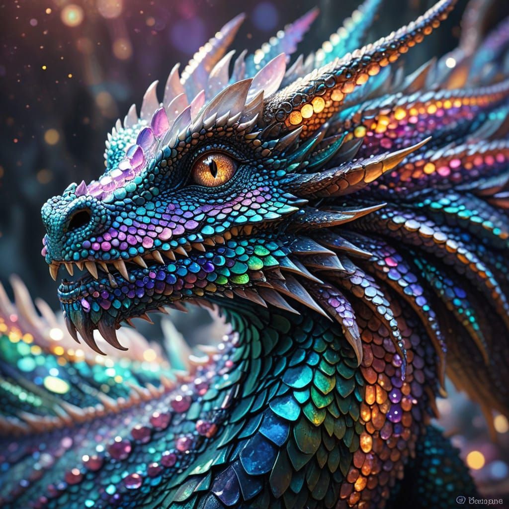 Beaded Dragon Close-up in Pastel Colors