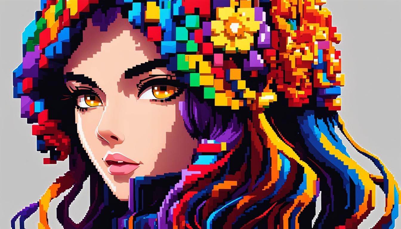 Colorful Pixel Art Anya from Spy x Family