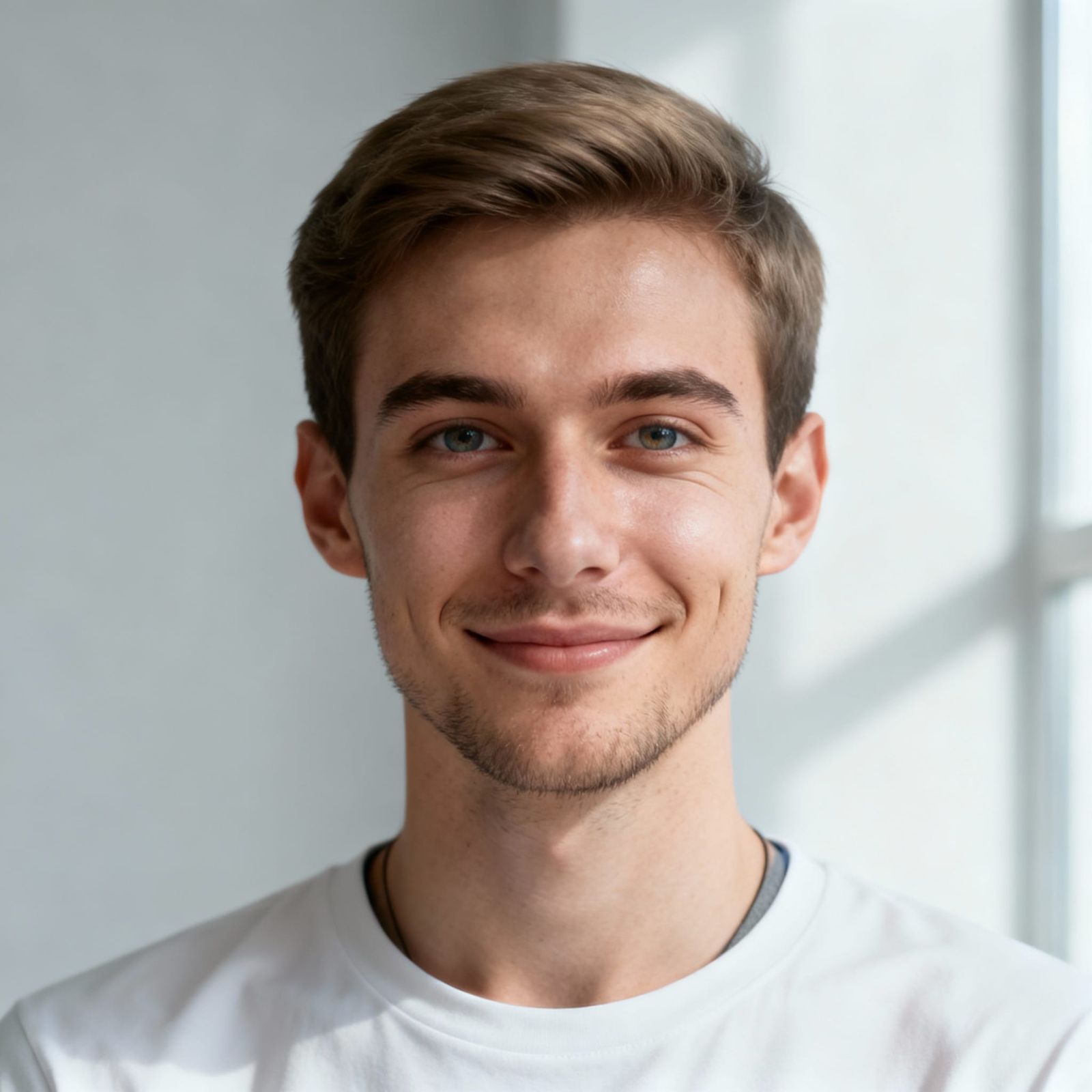 Realistic Professional Headshot of a Young Male Translator