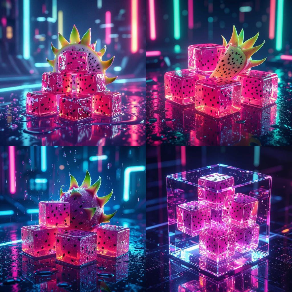 Futurist Dragon Fruit Jelly Cubes Candy