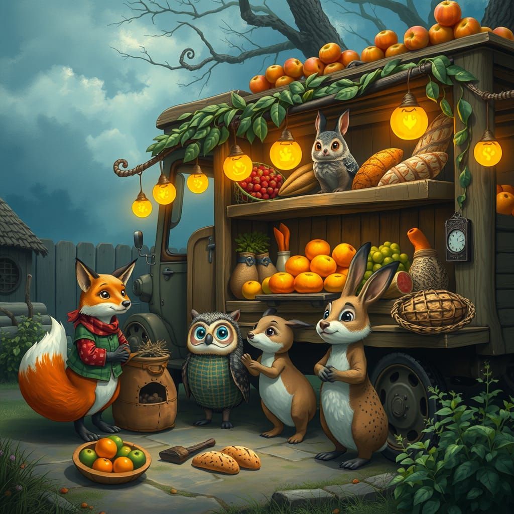 Enchanted Animal Market Inspired by Miyazaki