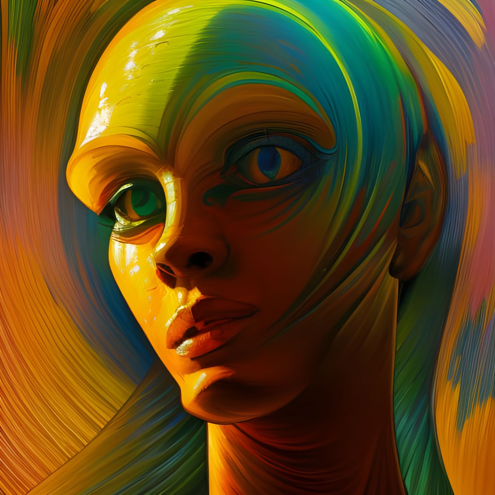 Q-bert Portrait in Expressionist Impasto Style