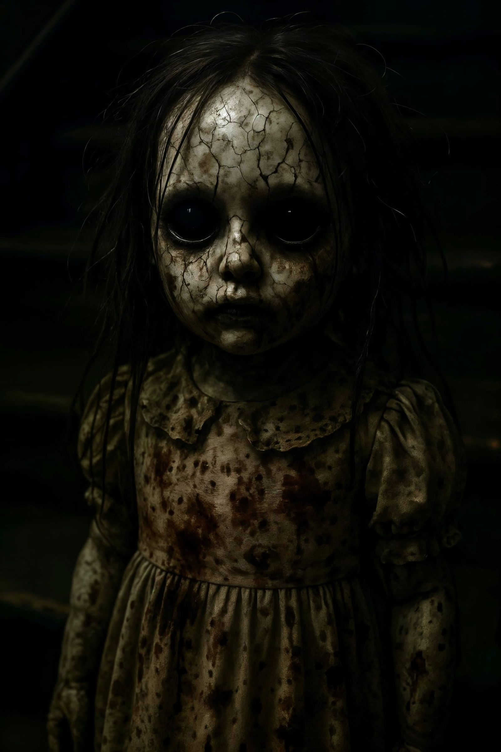 Creepy Haunted Doll in Cinematic Horror Lighting