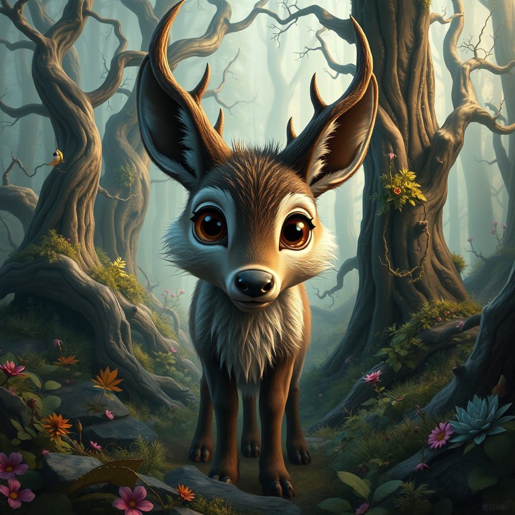 Whimsical Woldeer in a Fantastical Forest