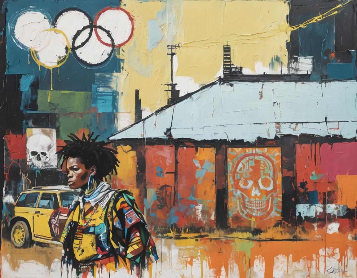 Expressive Portrait with Urban Graffiti Textures