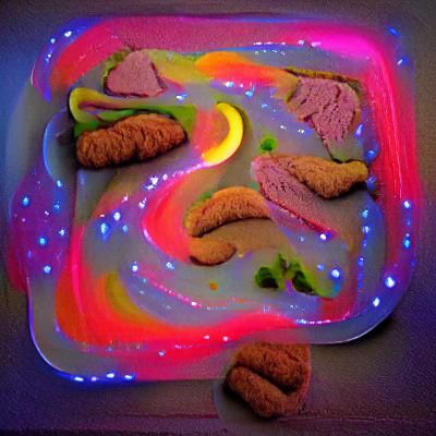 Medium Rare Chicken Tenders: Kandinsky-Style Neon Art