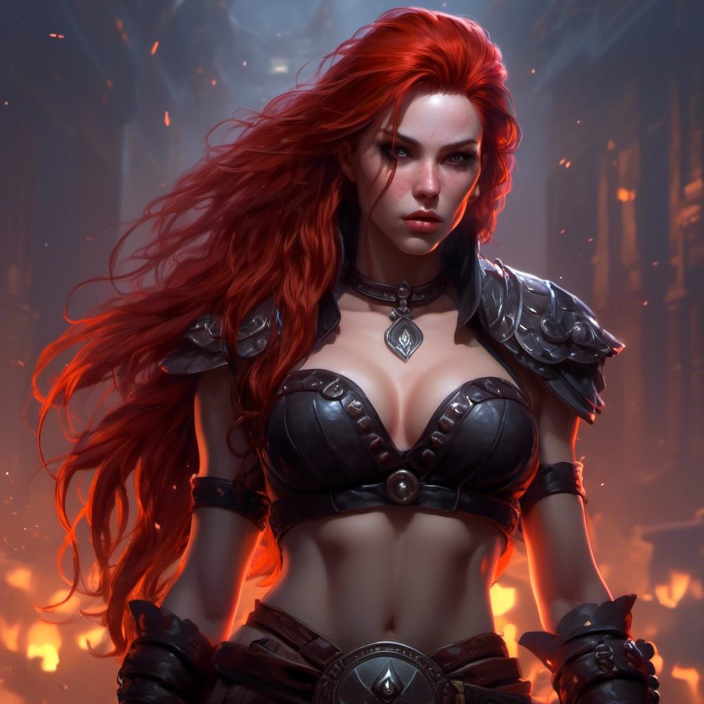 Vampire Barbarian Girl: Dark Fantasy Concept Art