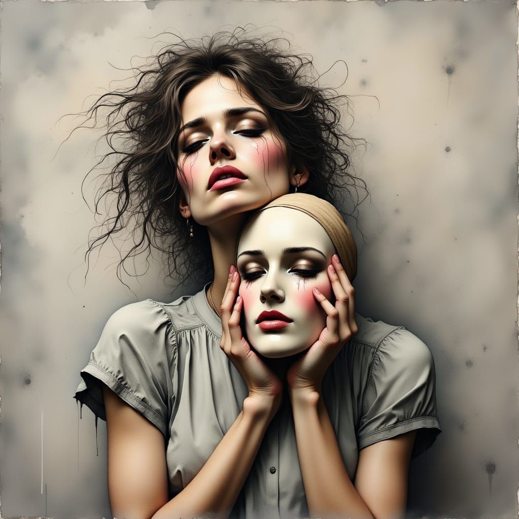 Sorrowful Woman in Impasto Style