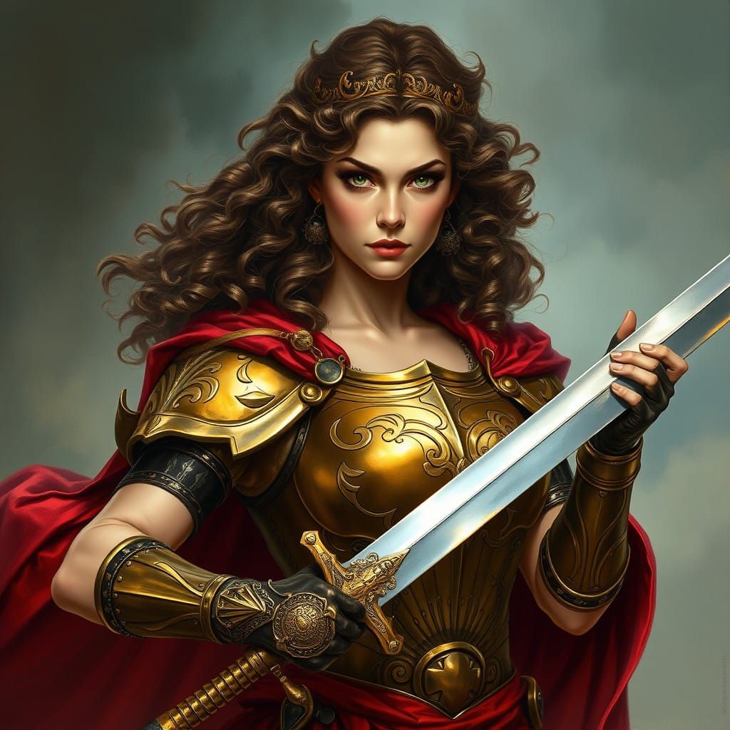 Majestic Warrior Queen with Emerald Eyes