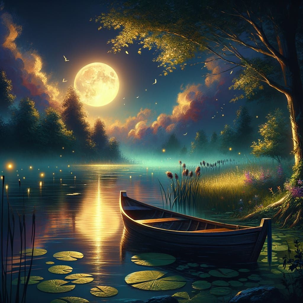 Fantasy Landscape at Moonlit Serenity