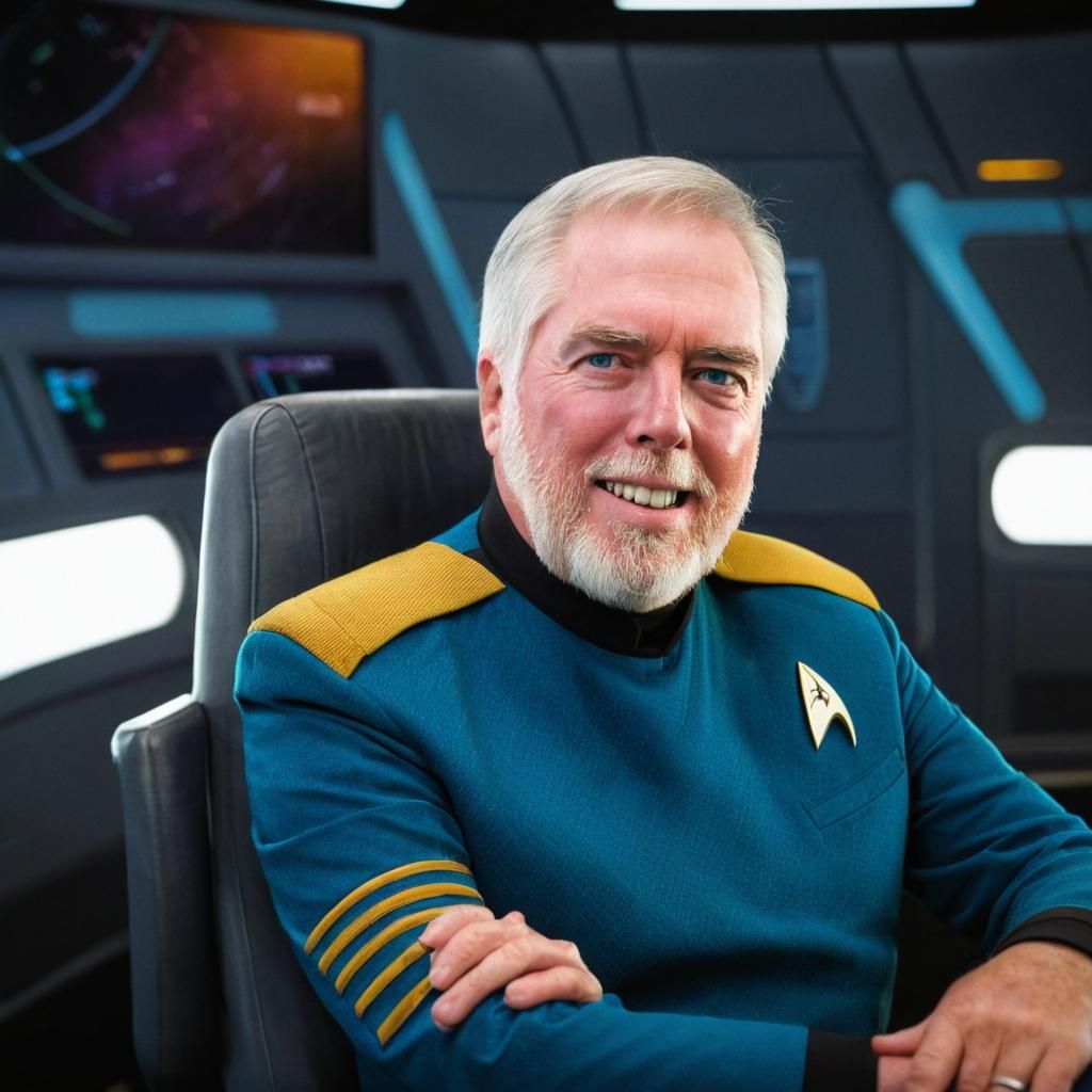 Starfleet Officer Portrait on Starship Bridge in 8K