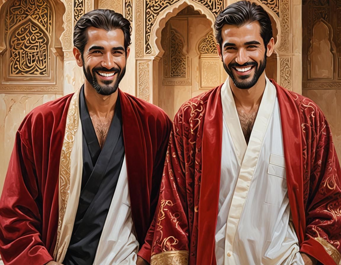 Friendly Men in Arabian Palace Digital Painting