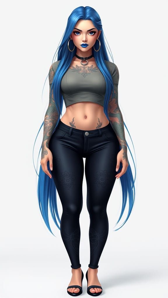 Confident Asian Woman in Bold 3D Anime Style